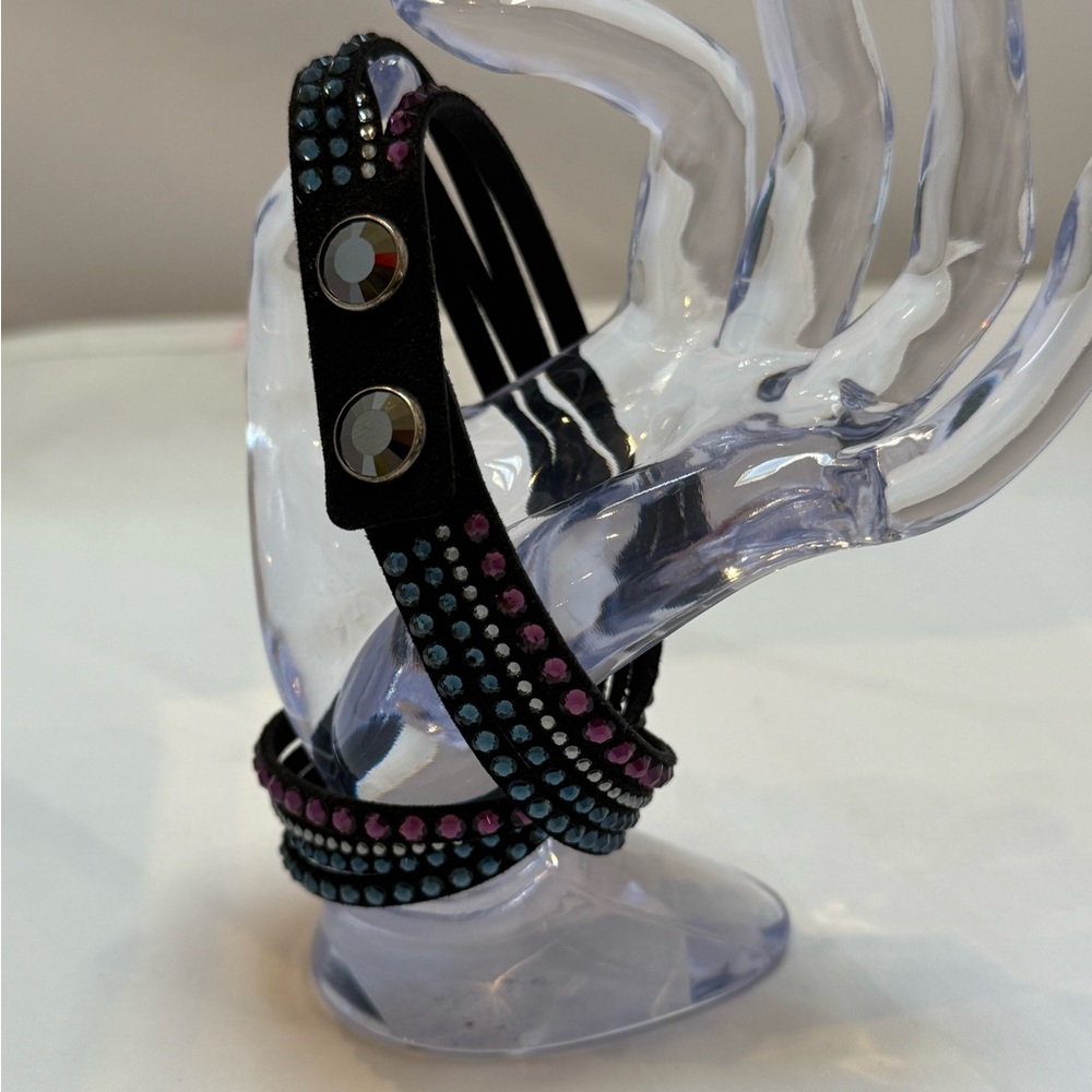 Swarovski Black Slake Activity Bracelet with Blue and Purple Crystals